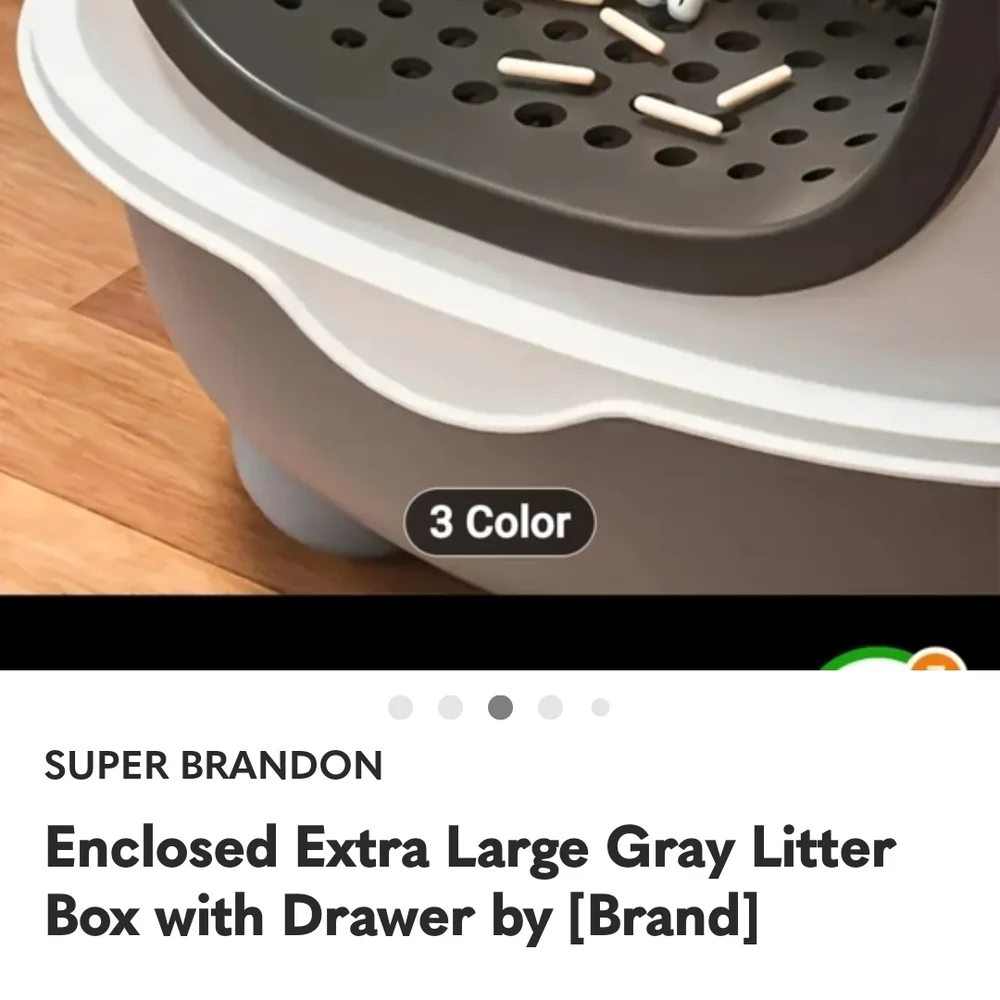 Enclosed Extra Large Gray Litter Box with Drawer